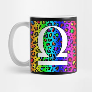 Libra Zodiac Horoscope Rainbow Leopard Print Square Monogram Mug